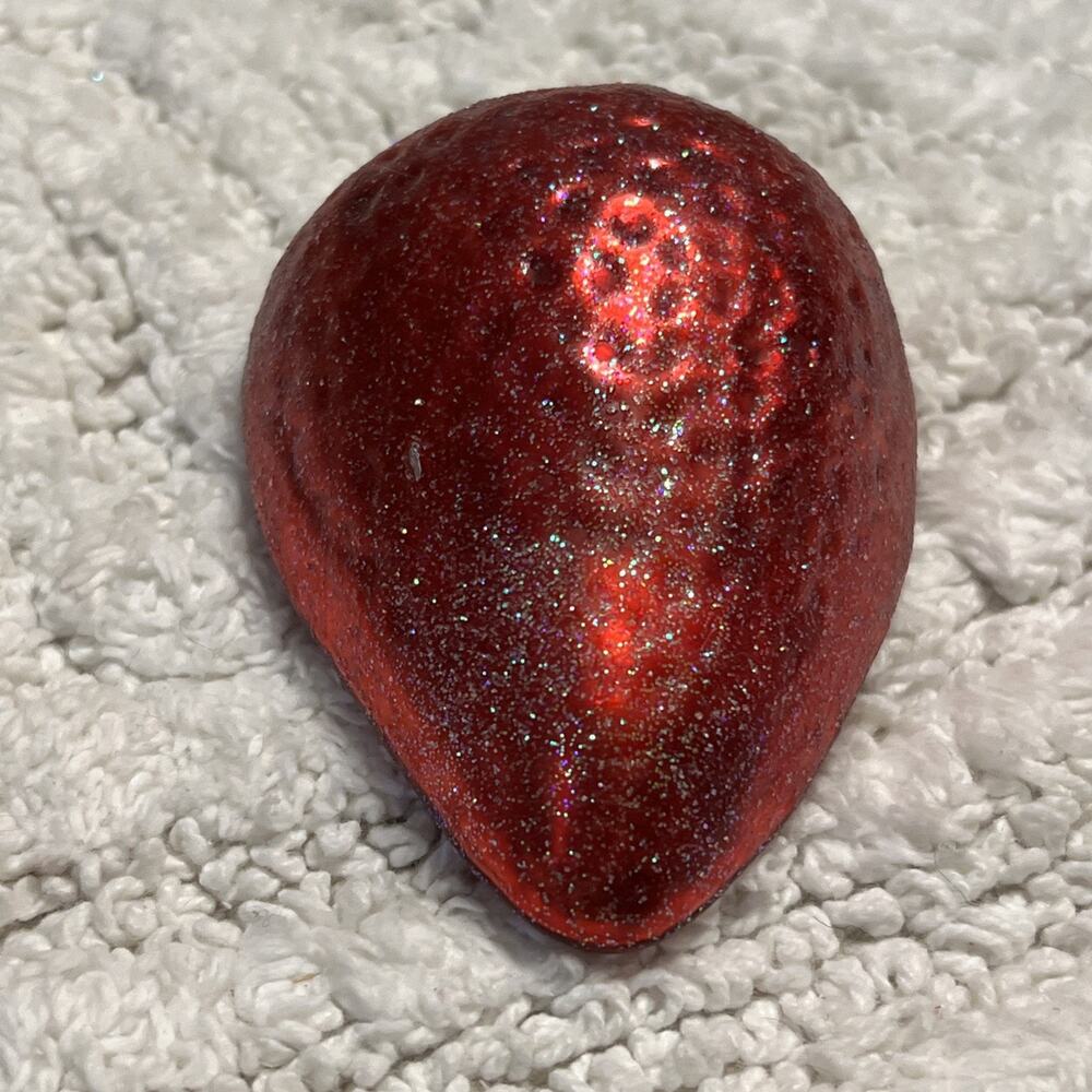 Vintage Set of 2 Lemon & Strawberry Glass Glitter Half Fruit Ornaments - Picture 9 of 13